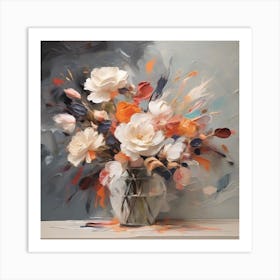 Flowers in a glass jar Art Print