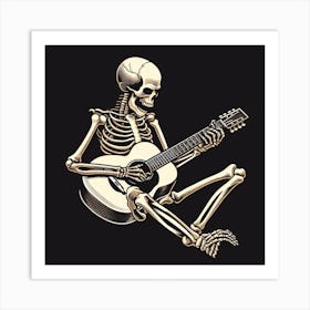 Skeleton Playing Guitar 3 Art Print