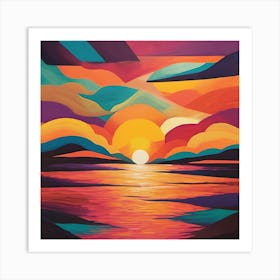 Sunset Over The Ocean 11 Art Print