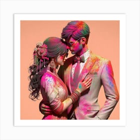 Holi Couple 12 Art Print