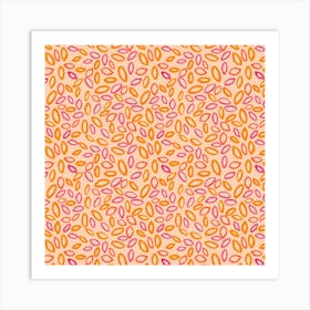 Petals Oval Pink Orange On Peach 1 Art Print