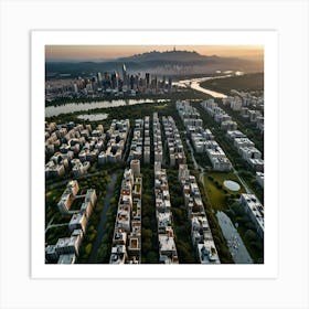 Aerial View Of A City Art Print