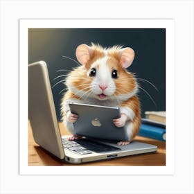 Hamster With Ipad Art Print