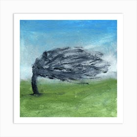 New Wind - painting nature landscape square hand painted blue green Art Print