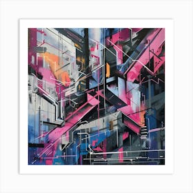 Structure, Graffiti, Street Art, Urban Hues Art Print