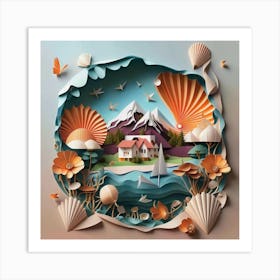 Nice Landscape In Paper Art Work 3 Art Print