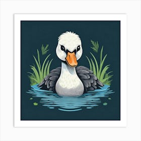 Duck In Water Art Print