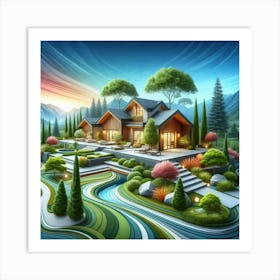 Peaceful Interiors With Natural Landscapes Art Print