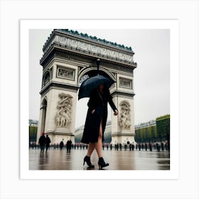 Femme Marchant Dans Paris Un Jour De Pluie 1 Art Print