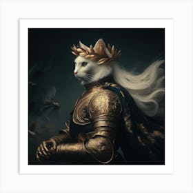 Cat In Armor Art Print