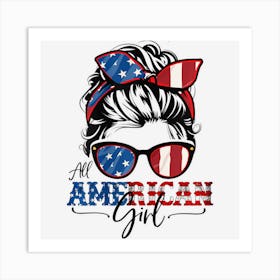 All American Girl 4th Of July Women Messy Bun Art Print