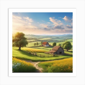 Farm Landscape In The Countryside Art Print