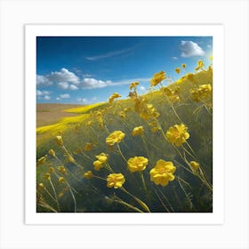 Yellow Flowers In A Field 16 Art Print