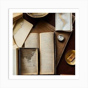 Antique Books And Maps Art Print