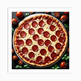 Pepperoni Pizza With Tomatoes Art Print