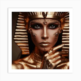 Egyptian Woman With Gold Makeup Art Print