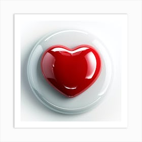 Heart Button Isolated On White 1 Art Print