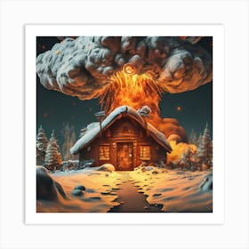 Wooden hut left behind by an atomic explosion 20 Art Print