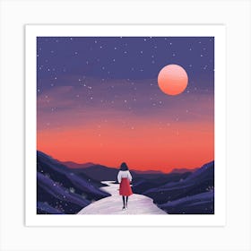 Girl Walking Down A Path Art Print