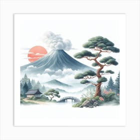 Japanese volcano Fuji Art Print