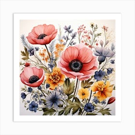 Watercolor Flowers 2 Art Print