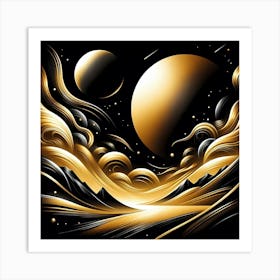 Gold Abstract Painting Art Print