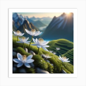 Lily Flowers In The Mountains Art Print