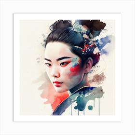 Watercolor Modern Geisha #4 Art Print