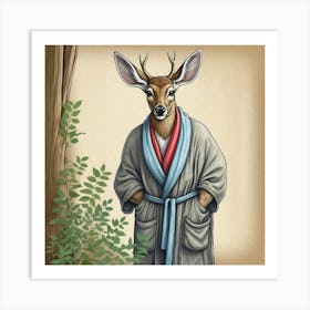 Deer In Robe 9 Art Print