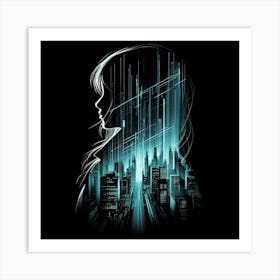 Girl and Megapolis 2 Art Print