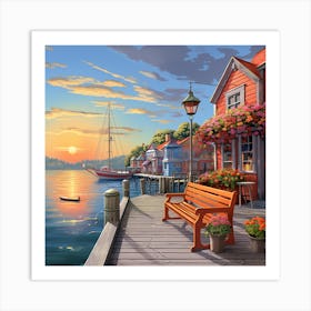 Sunset On The Dock Art Print