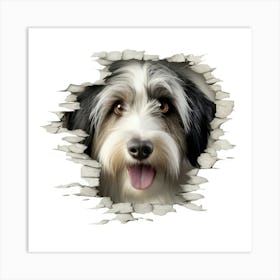 Dog Looking Through A Hole 1 Art Print