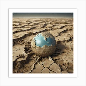 Earth Globe In The Desert Art Print