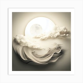 Moon And Clouds Art Print