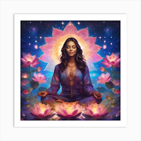 Meditating Lotus Woman Art Print