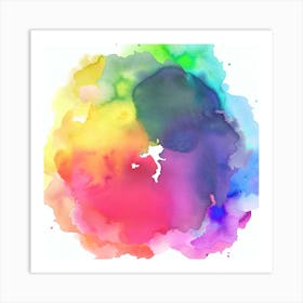 Watercolor Circle Colorful Square Art Print
