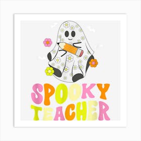 Spooky Teacher Groovy Retro Halloween Ghost Costume Art Print