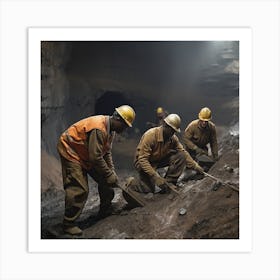 Mine Workers In A Mine 2 Art Print
