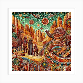 Star Wars,The Force Flows Through Jabba's Palace: A Symphony of Spirits and Sand Art Print