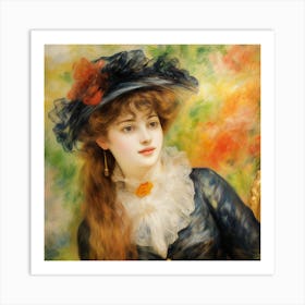 Lady In A Blue Hat Art Print