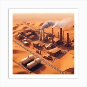 3d Rendering Of Oil Refinery In The Desert 1 Art Print