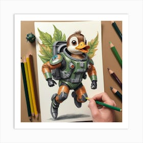 Duck In Space Art Print