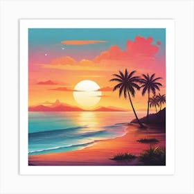 Sunset On The Beach art print Art Print