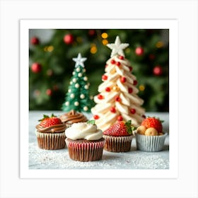 Asm Christmas Dessert With Chocolate And Strawberry Li 042f004b 7faa 4c7a 8e2e 14a9000e8112 Art Print