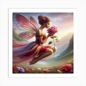 The Fairy And A Juliet Rose Art Print