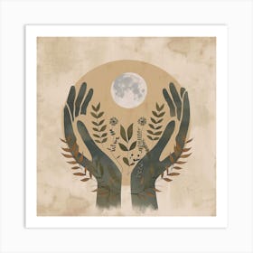 Boho Hand And Moon 7 Art Print