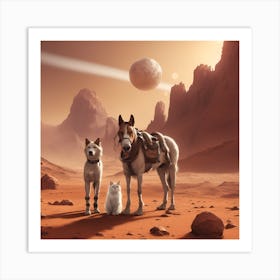 Dog And Cat On Mars Art Print