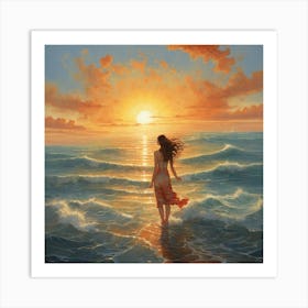 Sunset Girl Art Print