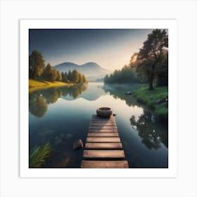 Sunrise Over A Lake 3 Art Print