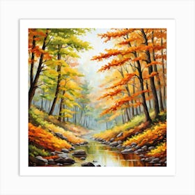 Forest In Autumn In Minimalist Style Square Composition 26 Art Print